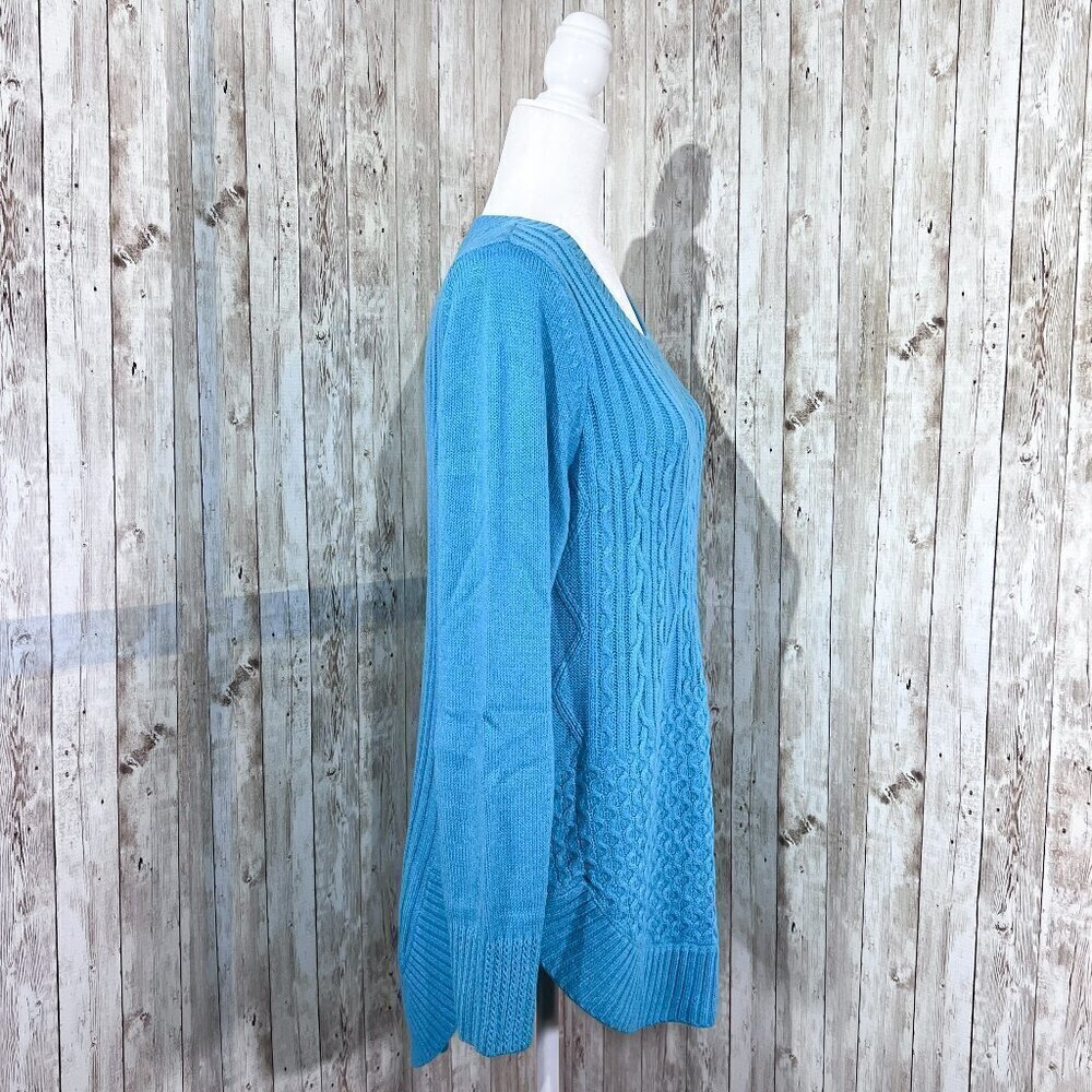 Women's New York & Company Sweater | Blue | Crew Neck | Large | Cable Knit - Picture 3 of 14